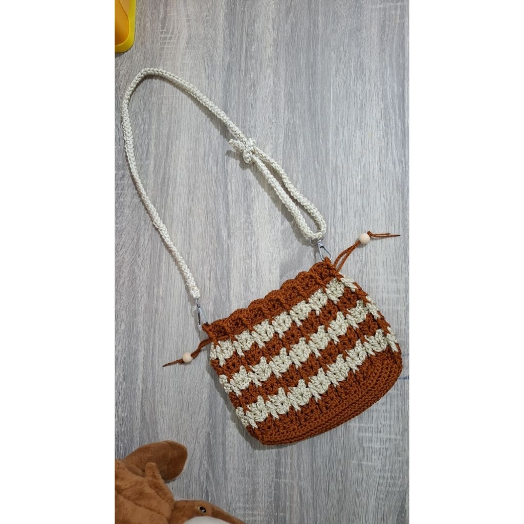 [ nesa_crochet ] Drawstring bag crochet || tas slempang serut rajut