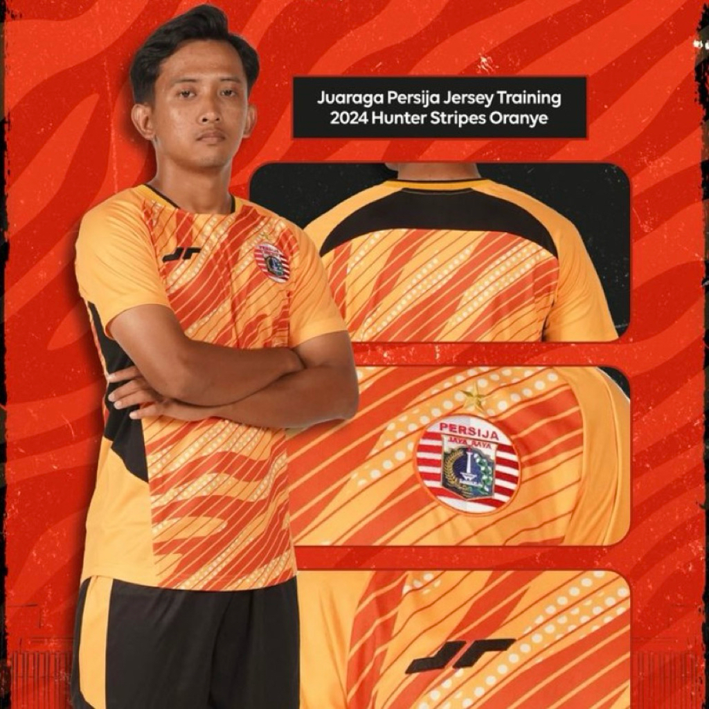 Jersey Persija Jakarta Training 2024 2025 Hunter Stripes Oren Original