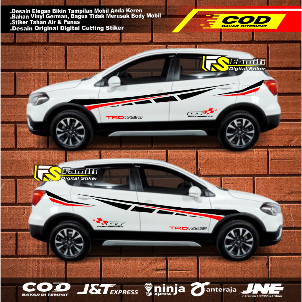 STICKER STIKER MOBIL X OVER CUTTING STICKER MOBIL SUZUKI SX4 S X-OVER CUSTOM TEXT