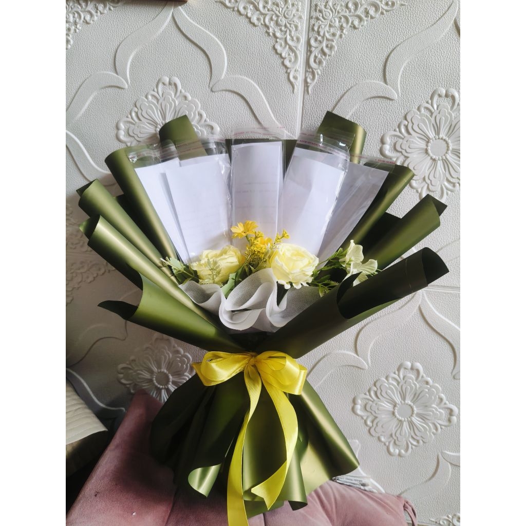 buket uang kosongan, buket uang, buket uang bunga palsu, buket uang 15 slot