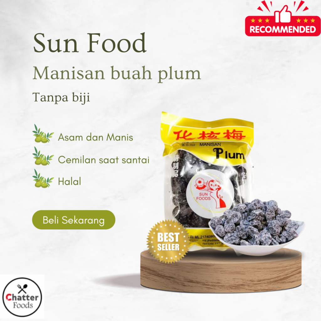 Manisan Sun Foods / Manisan Buah Plum Kering Tanpa Biji 300gr / Halal