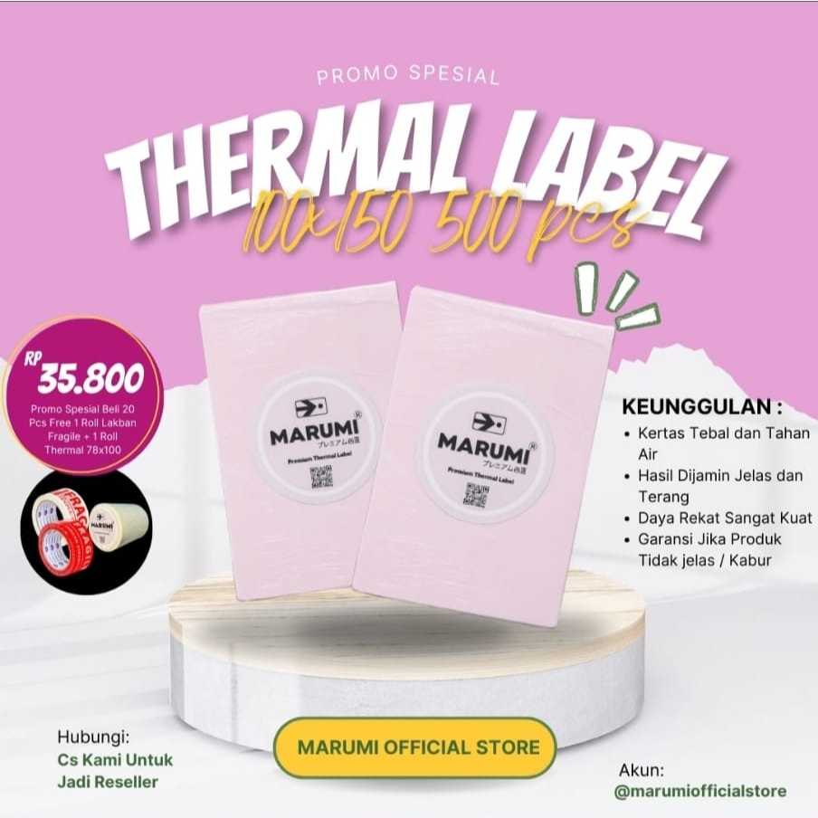 LABEL STICKER THERMAL 100 X 150 isi 500 pcs / BARCODE 100X150 UKURAN A6 / Kertas Resi / Kertas Resi 