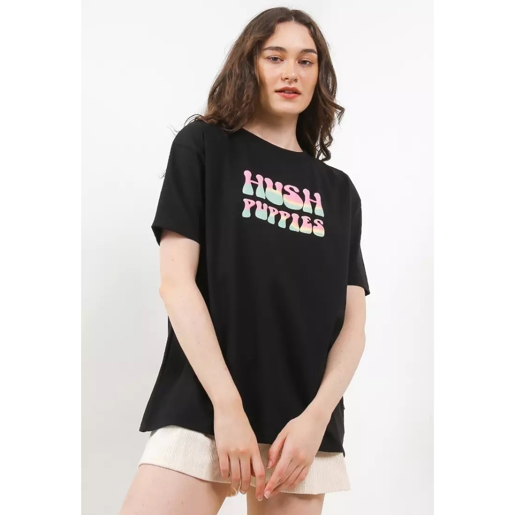 Kaos hush Puppies Wanita Katun / Kaos Hush Puppies Hitam