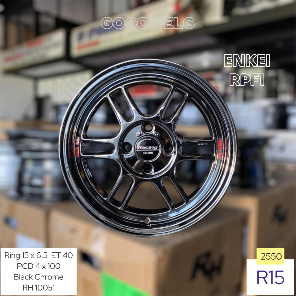 Velg Mobil RPF1 R15 Lebar 6,5 Face 2 PCD 4X100 Black Chrome ET 40 brio jazz yaris agya Freed Ring 15