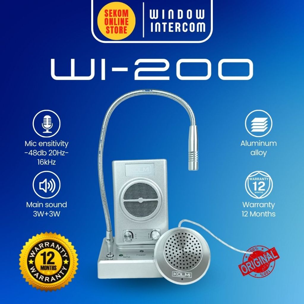 KOLMI Dual Way Window Intercom - Mic Counter Loket Kasir 2 Arah WI-200