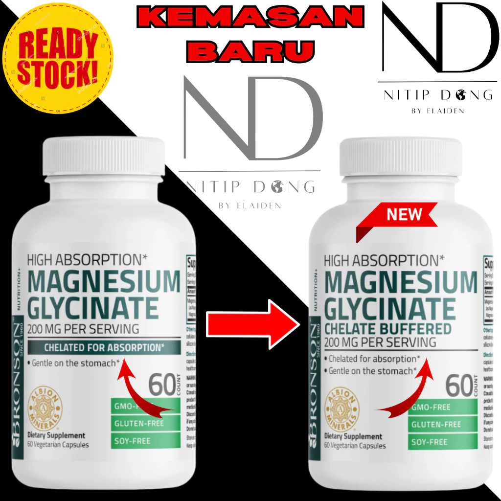 BRONSON Magnesium Glycinate Bronson 200MG/400MG Vegetarian Capsules