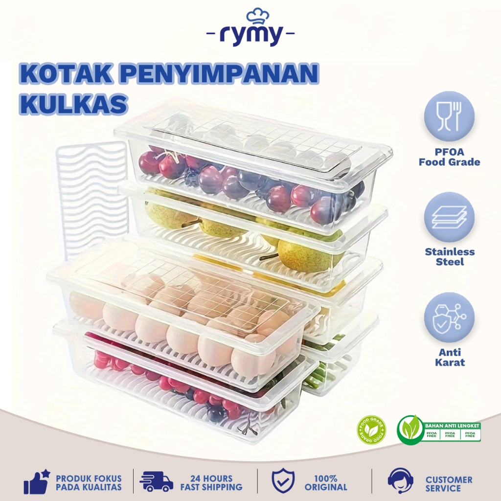 【COD】RYMY Kulkas Crisper Kotak Penyimpanan Kulkas Kulkas Plastik Crisper