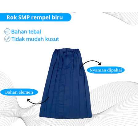 Seragam Sekolah Rok Biru Rempel Keliling SMP Bahan Elemen