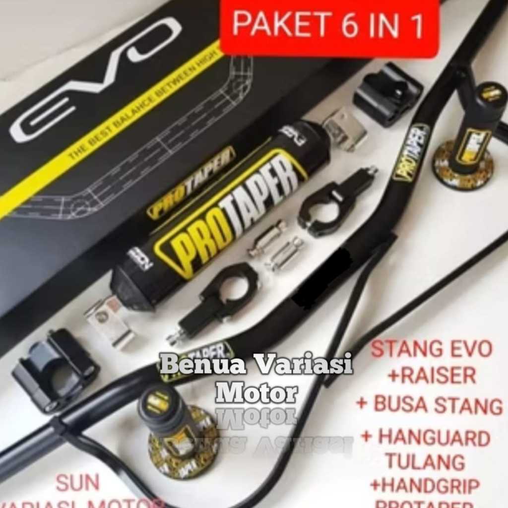 (PAKET MURAH) PAKET VARIASI LOW STANG FATBAR PROTAPER EVO FULL SET HANDGUARD BUSA STANG HANDGRIP UNI