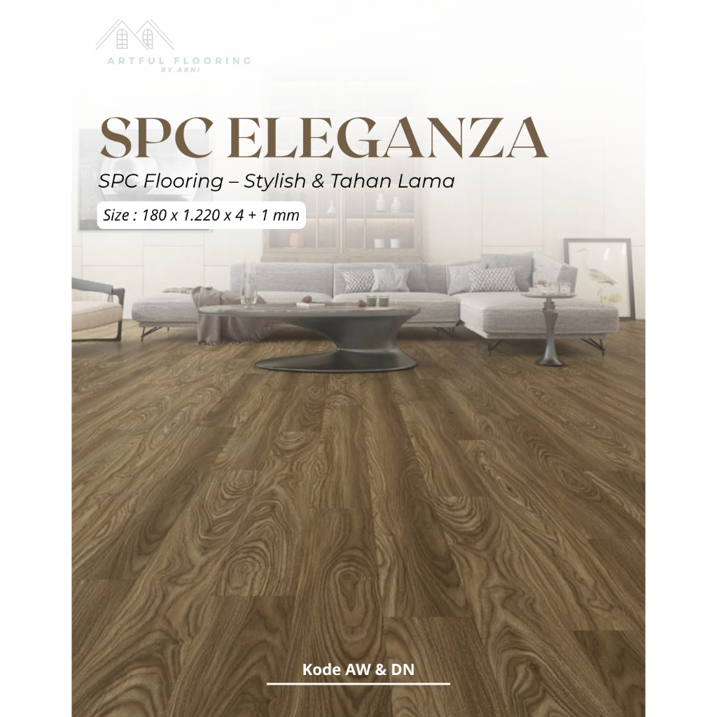 Lantai SPC Eleganza Tebal 5mm Sistem Click | Lantai SPC Motif Kayu Anti Rayap