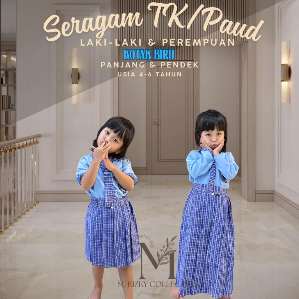 Seragam TK / PAUD Kotak Biru Laki-laki Perempuan / Batik TK PAUD