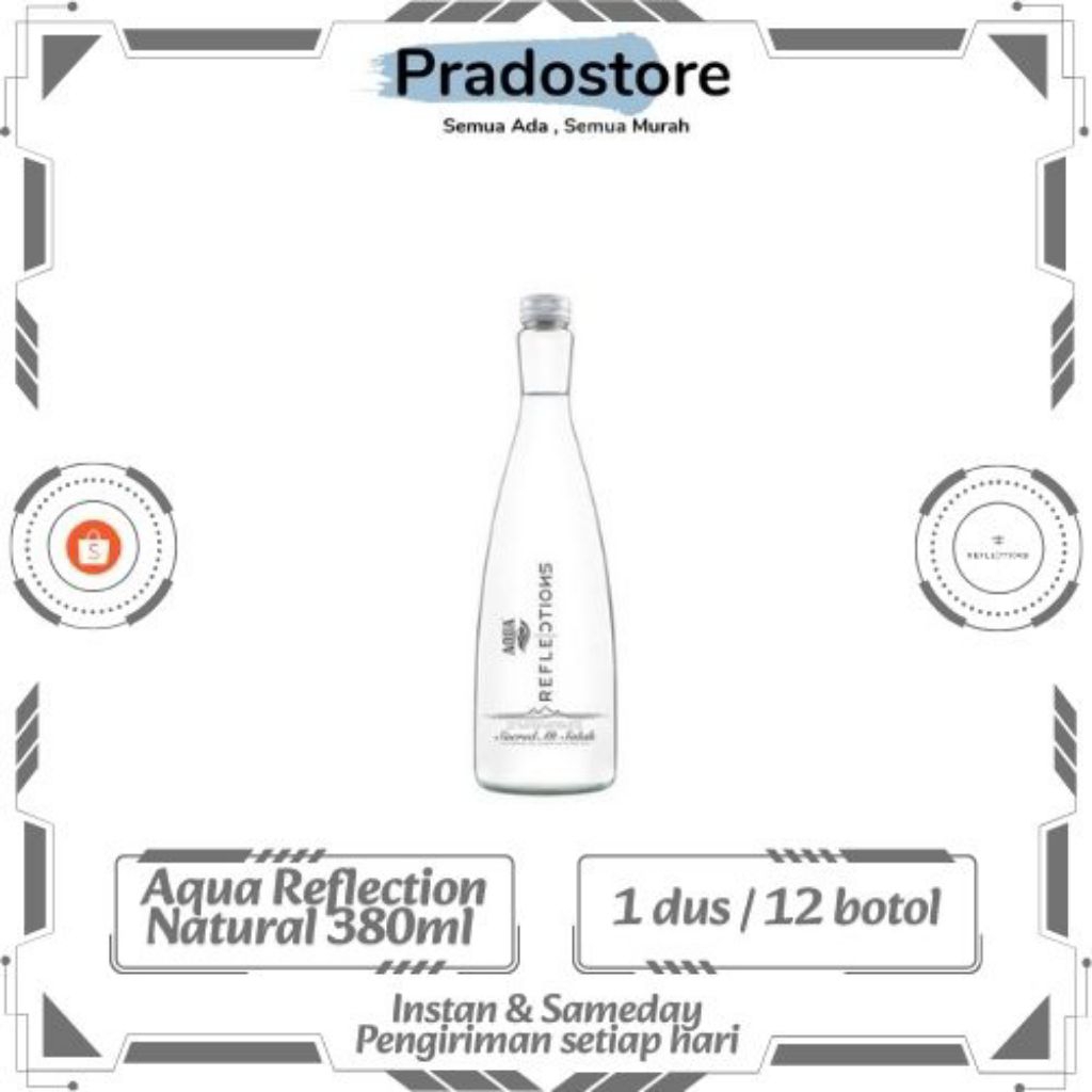 Aqua Reflection Natural & Sparkling Air Mineral Dalam Kemasan Botol Beling Kaca 380ml [1dus / 12 bot
