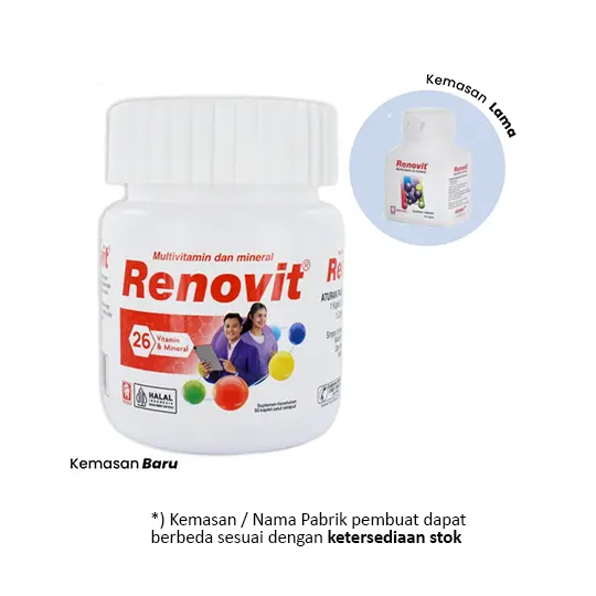 Renovit Multivitamin & Mineral Botol Isi 30 Kaplet - Kandungan Vitamin dan Mineral Lengkap