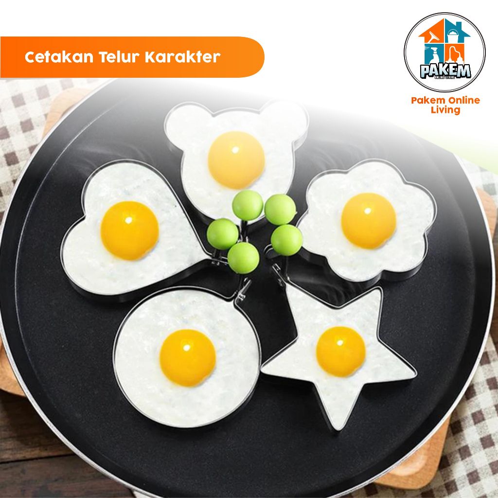 Cetakan Telur Ceplok Mata Sapi Dadar Cetakan Telur Stainless Pancake Bentuk Bintang Love Bunga Bulat