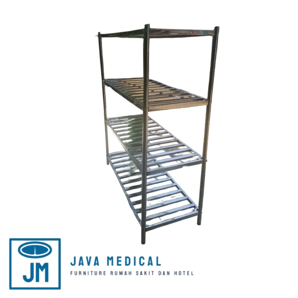 RAK DAPUR STAINLESS STEEL 4 SUSUN NON SOLID || Rak dapur MBG