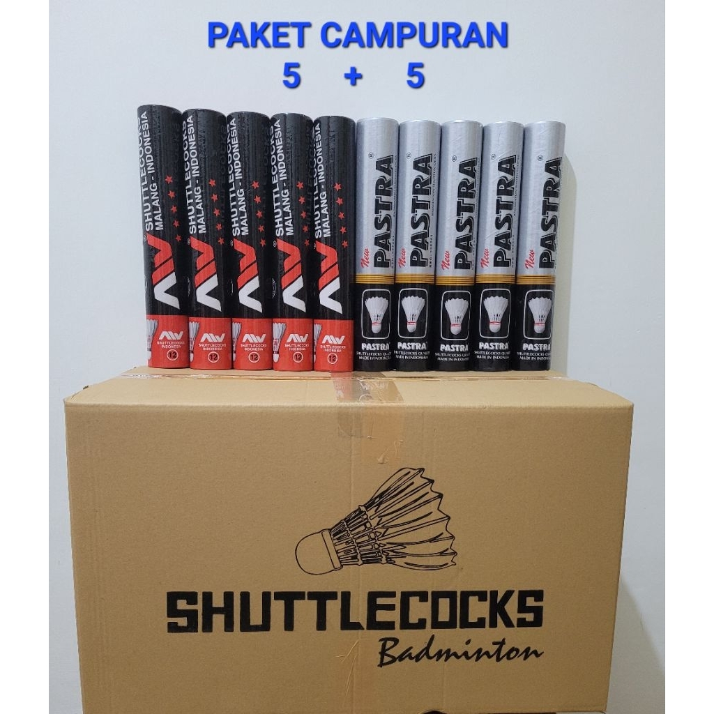 5 slop AW Hitam + 5 slop Pastra Silver hitam Shuttlecock original Kok badminton murah