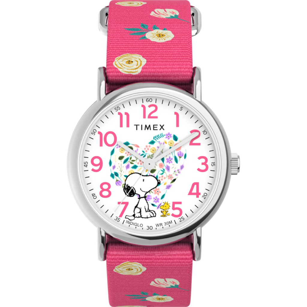 Timex TW2W83100 Peanuts® Timex Weekender Floral Jam Tangan Unisex 38mm Fabric Original