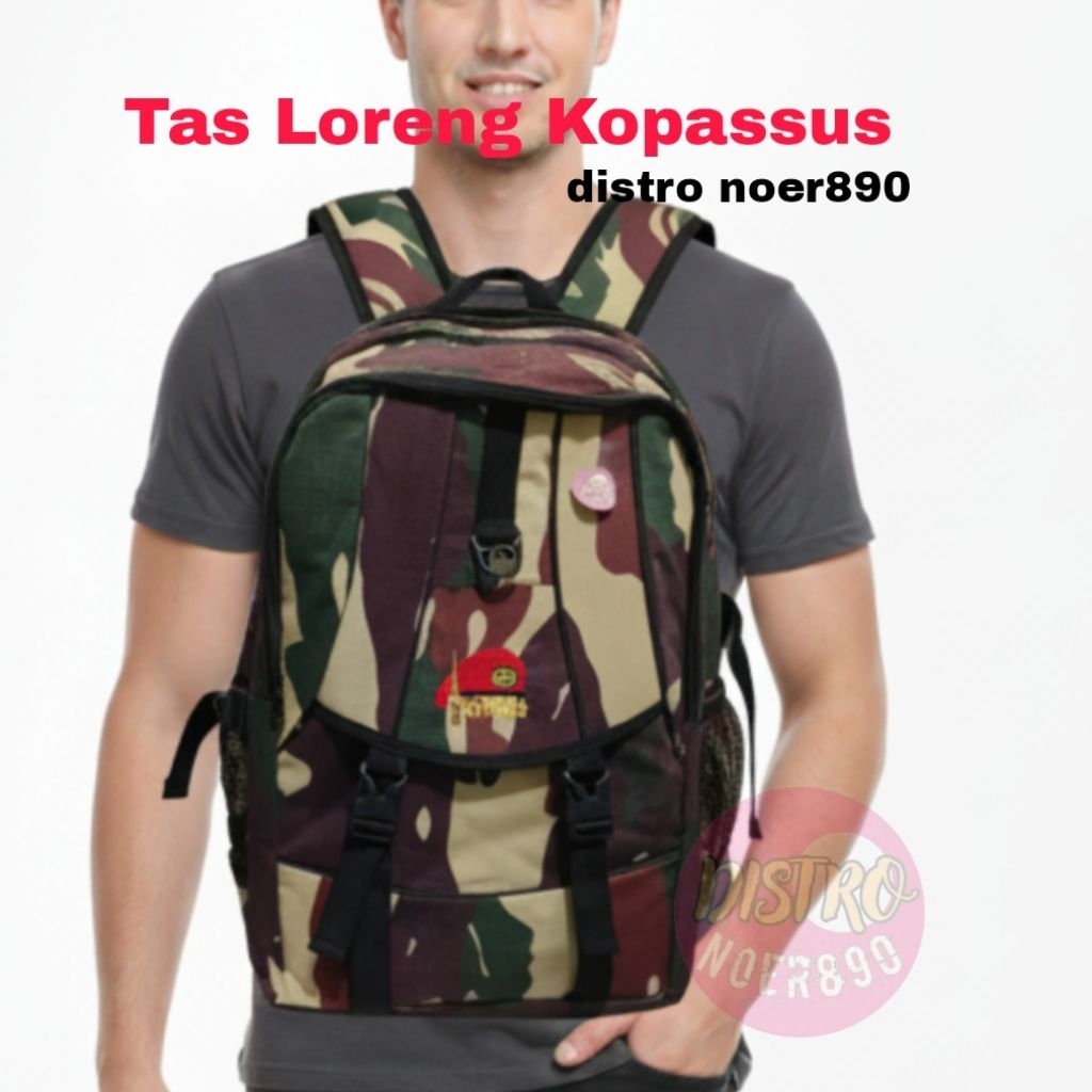 Tas loreng kopassus TNI ransel gendong logo bordir terbaru Distro noer890