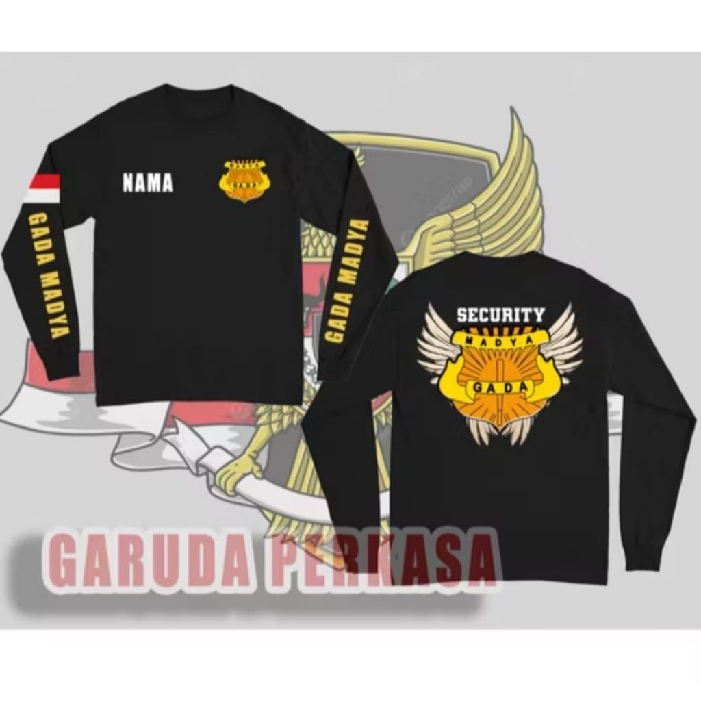 Kaos Distro Lengan Panjang Security Madya Gada Free Nama