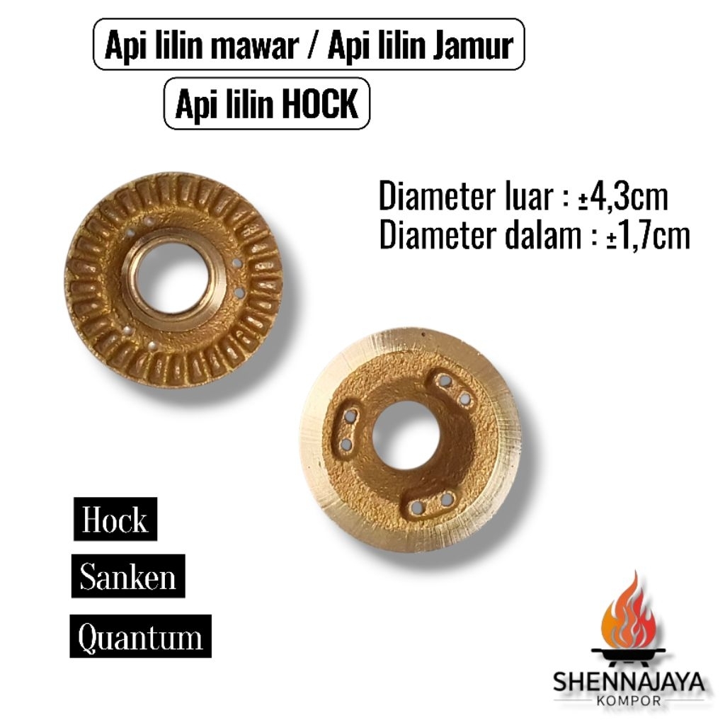 BURNER KECIL tengah HOCK / api jamur / api mawar / Api lilin hock Kuningan kompor sparepart kompor H
