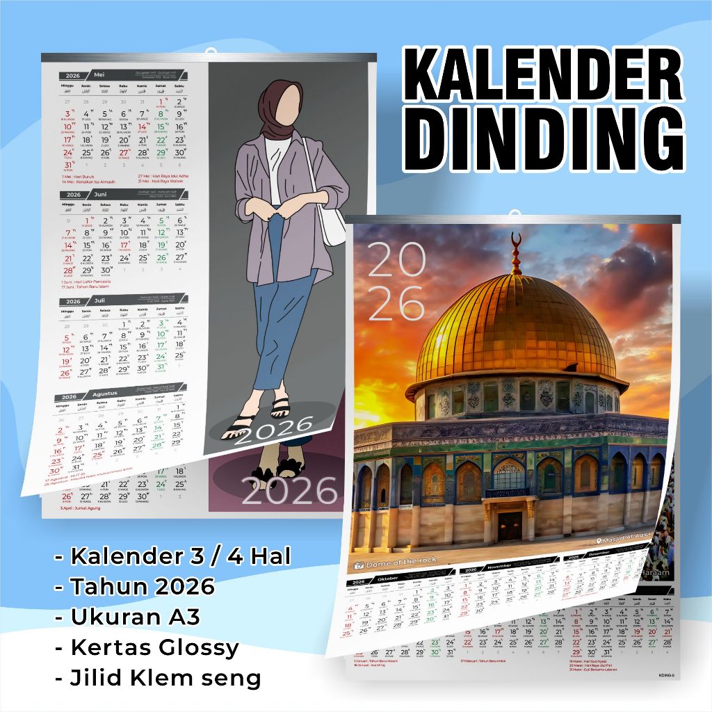 Kalender poster ISLAMI - Kalender dinding aesthetic 2026