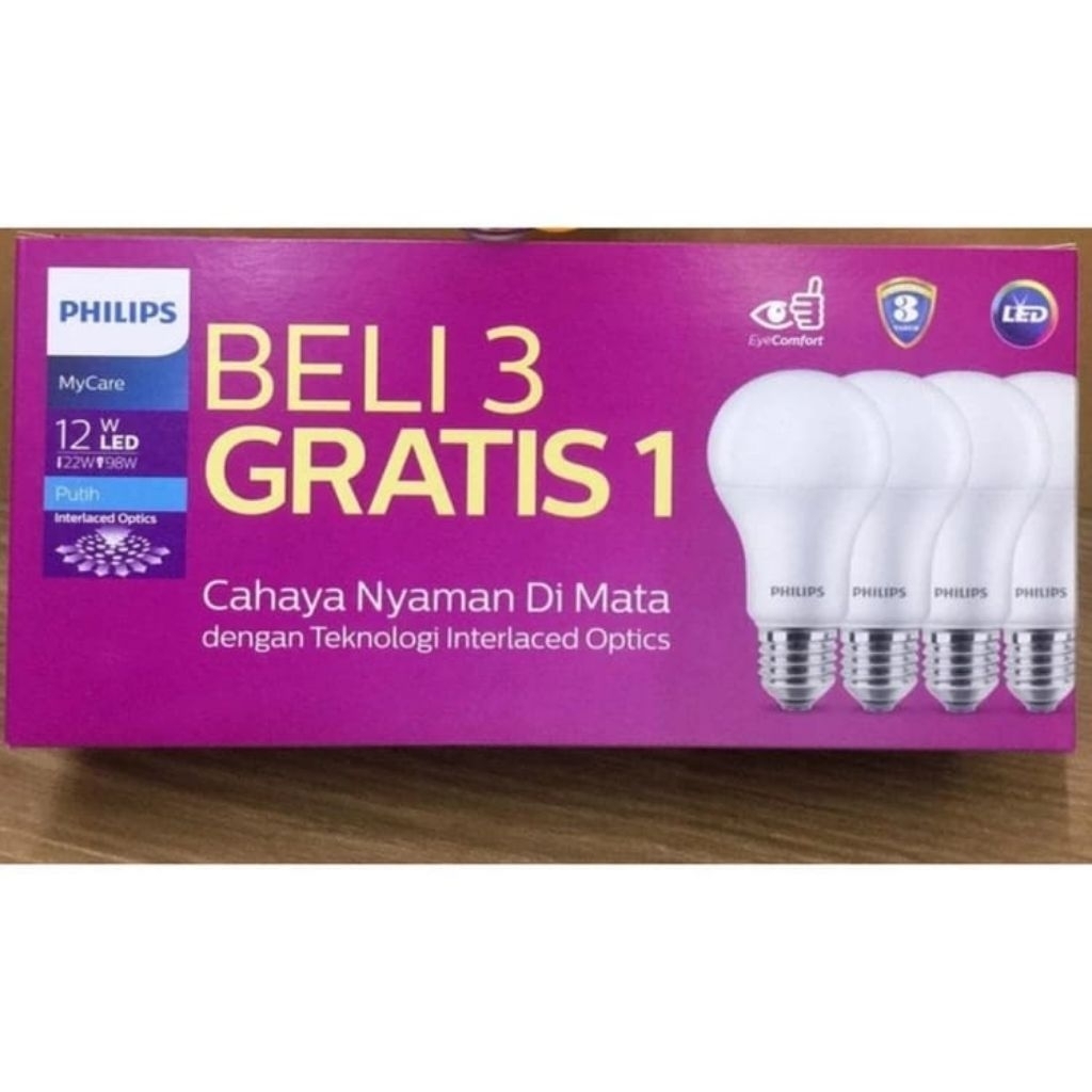(PAKET HEMAT) 2KOTAK lampu Philips lampu LED my care 12watt multipack beli 6 Gratis 2