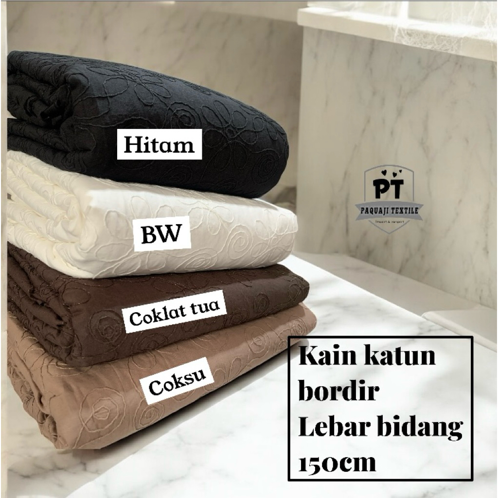 Bahan kain katun bordir import/katun bordir meteran/katun bordir seri warna(harga tertera 50cm)