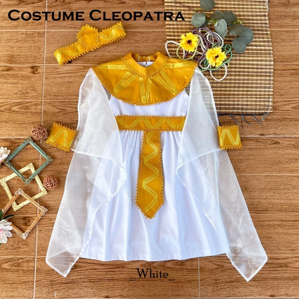 kostum cleopatra putih gold/cleopatra costume/kostum cleopatra anak dan dewasa/baju cleopatra anak