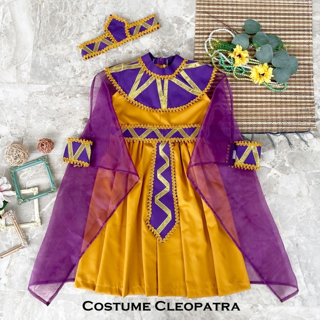 kostum cleopatra ungu gold/cleopatra costume/kostum cleopatra anak dan dewasa/kostum cleopatra terba