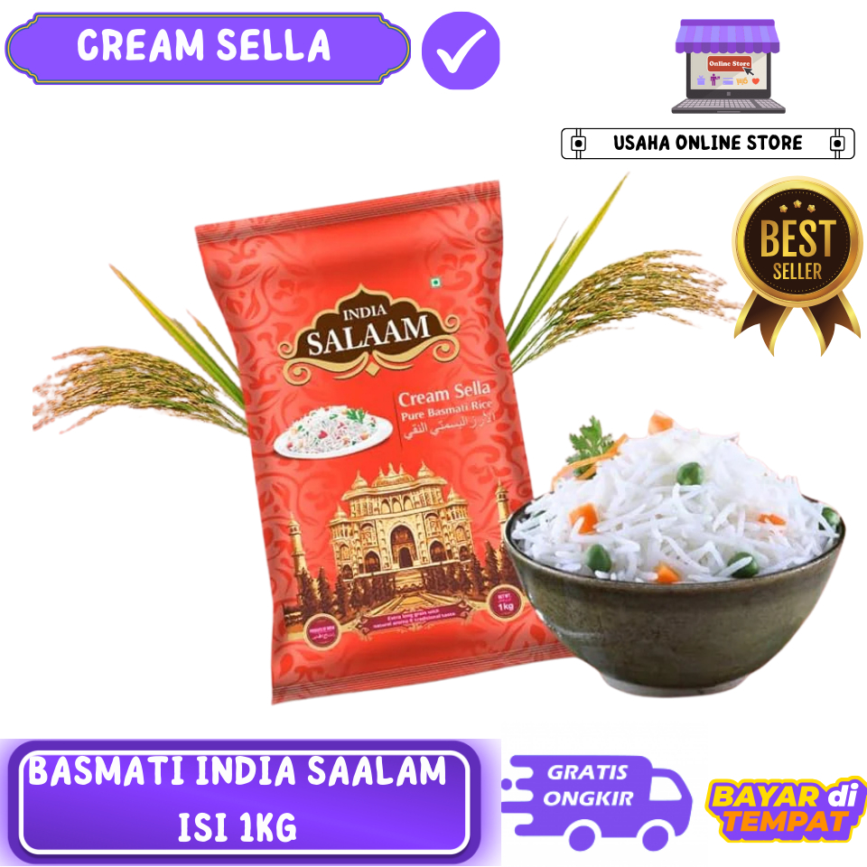 BERAS BASMATI INDIA SALAAM 1KG KEMASAN ASLI I BERAS PREMIUM FROM INDIAN I BERAS RENDAH KALORI OBAT D