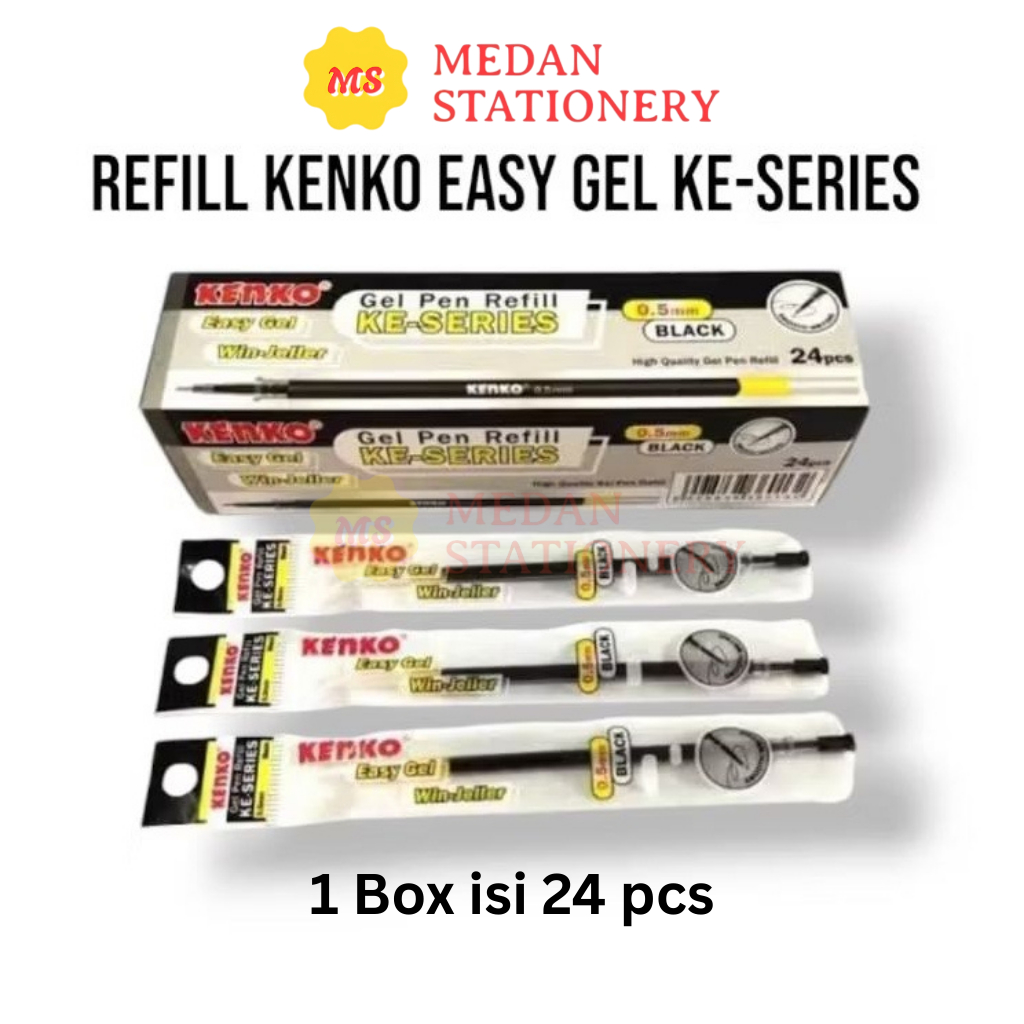 REFILL PULPEN KENKO EASY GEL 1 BOX ISI 24 PCS ISI ULANG PEN CAIR 0.5mm