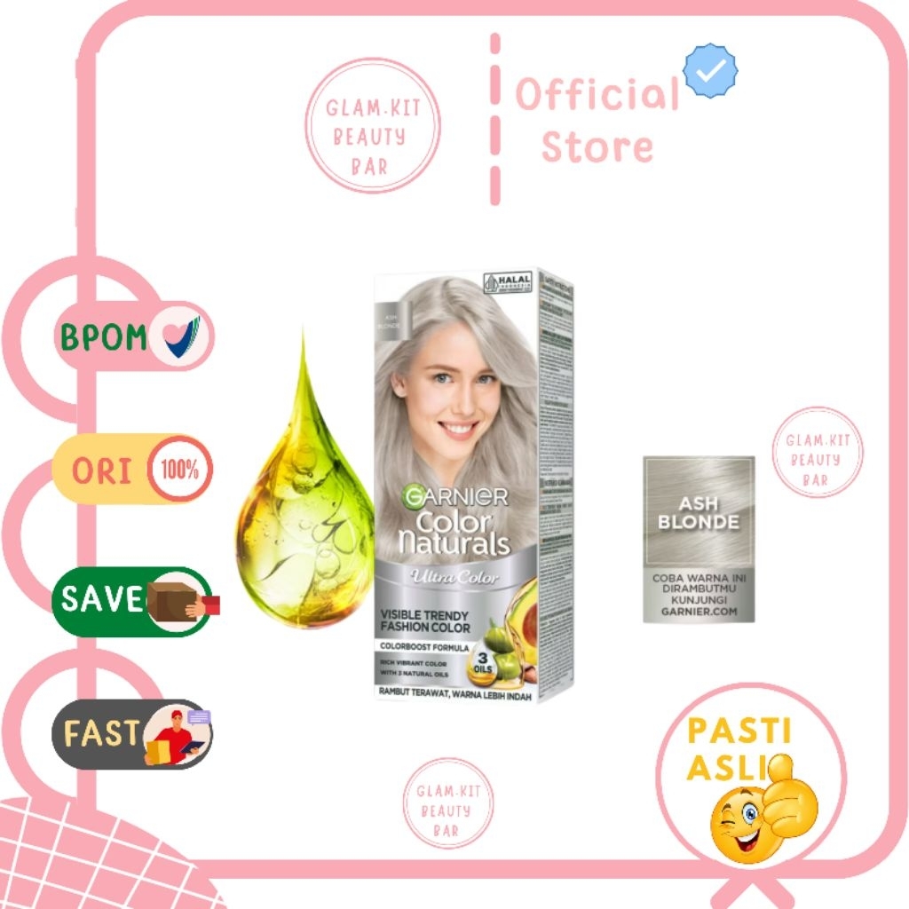 GARNIER Color Naturals Ultra Color Kit Ash Blonde | Pewarna Rambut
