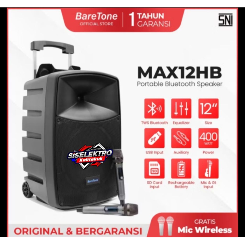 Baretone Speaker portable MAX12HB speaker blutut portable 12 inch Baretone max 12hb