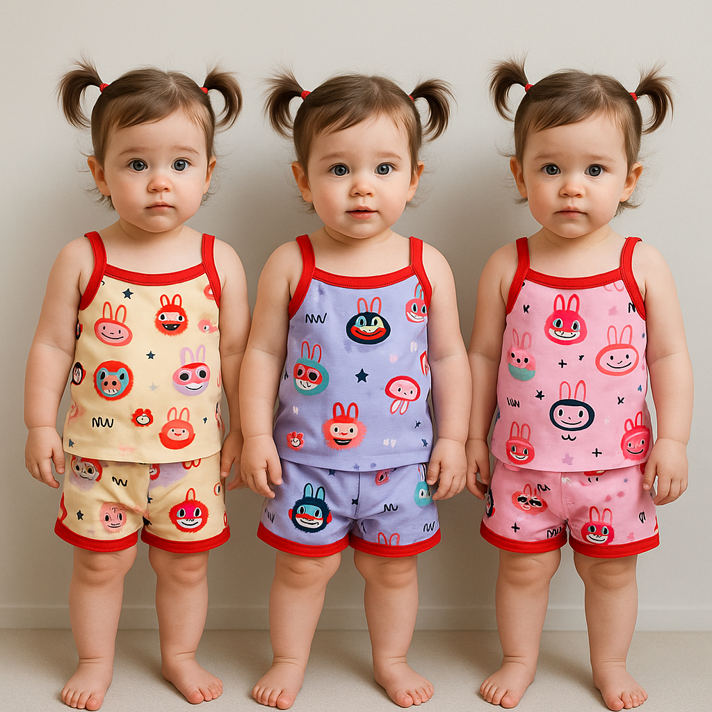 Pinpin Kids - Setelan Tanktop Labubu NEWBORN Anak Perempuan / One Set Baju Santai Anak Perempuan