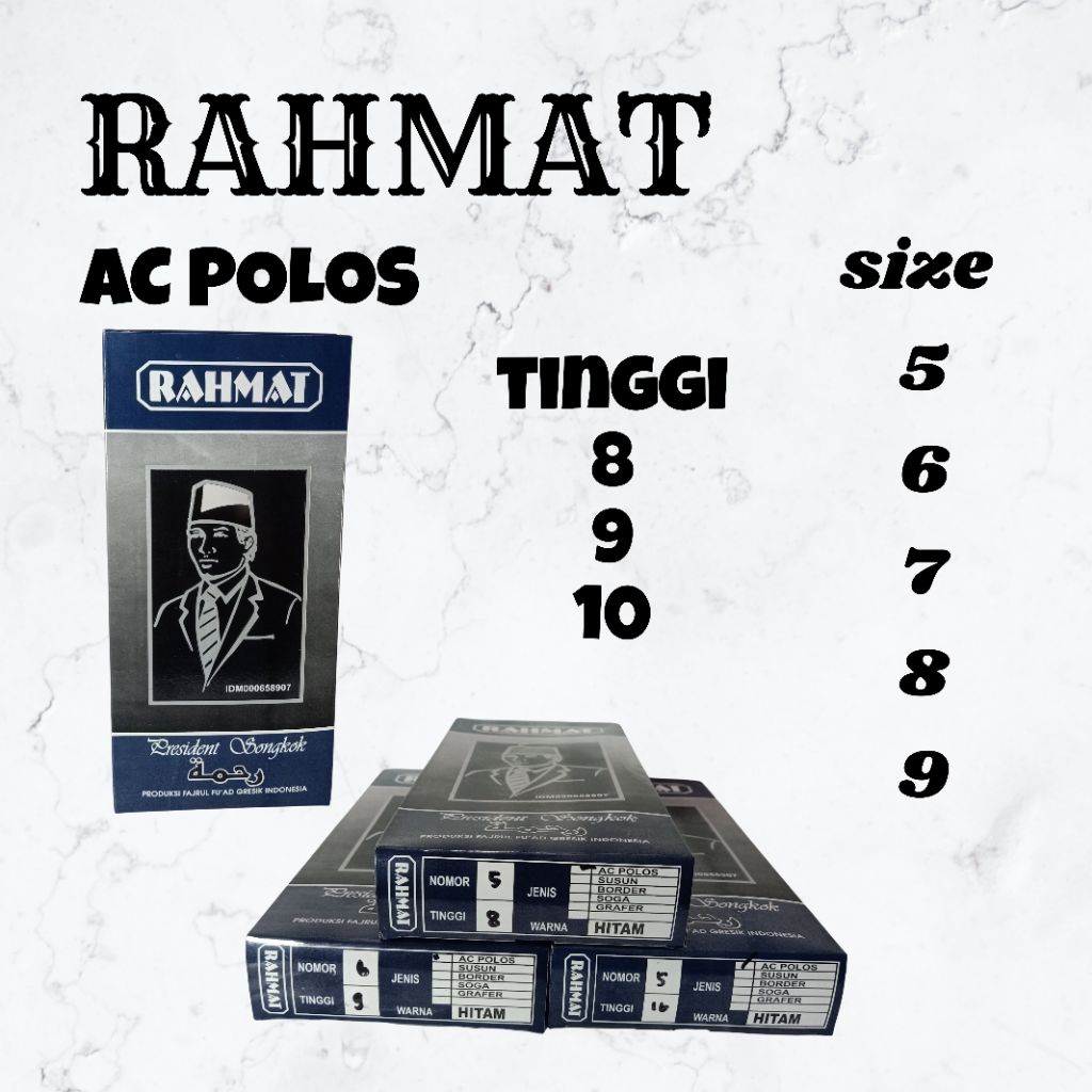 peci hitam songkok nasional RAHMAT AC polos tinggi 8 9 10 cm best seller