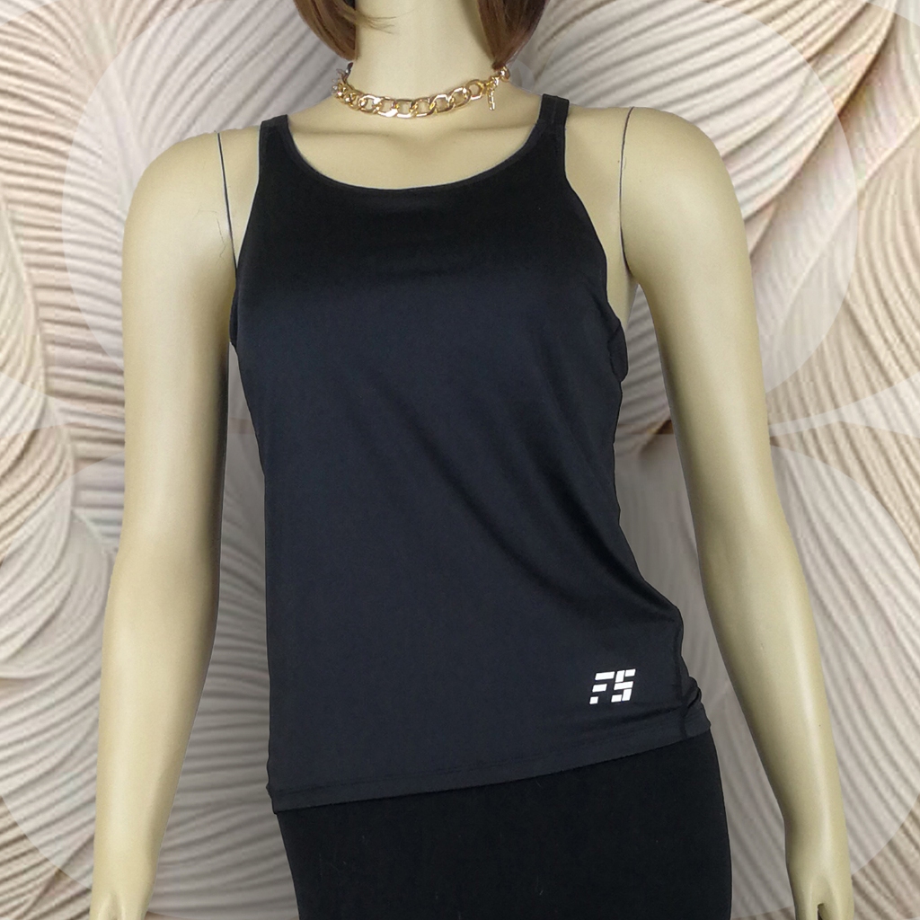 FELANCY Sport Baju Olahraga SPT01 Black Size M Dengan Logo FS (tanpa celana) Gym Fitness Aerobic Wan