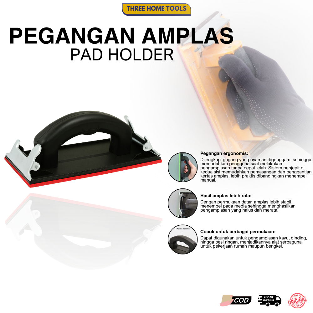Pegangan Amplas Pad Amplas Tangan Tatakan Gagang Amplas Lembaran Klip Penjepit