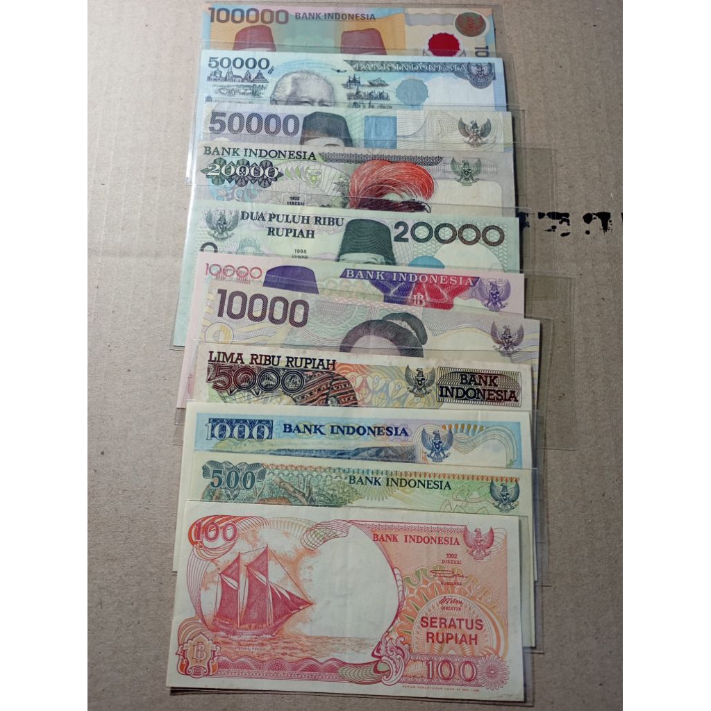 Uang kuno Asli indonesia Paket Set 11 lembar tahun 90an