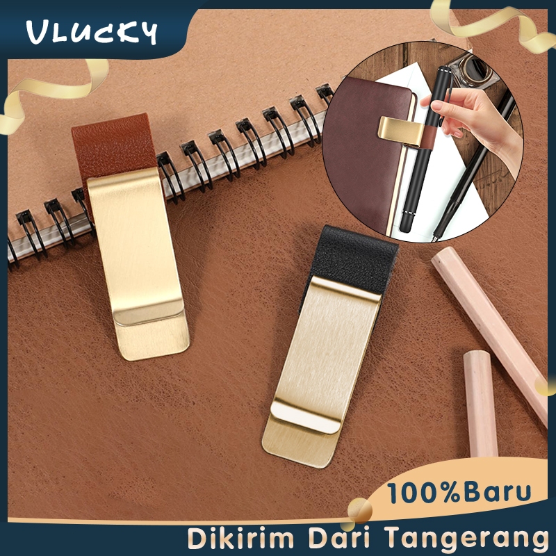 Pen Clip Leather Pen Holder Notebook Pen Holder Clip Rak Buku