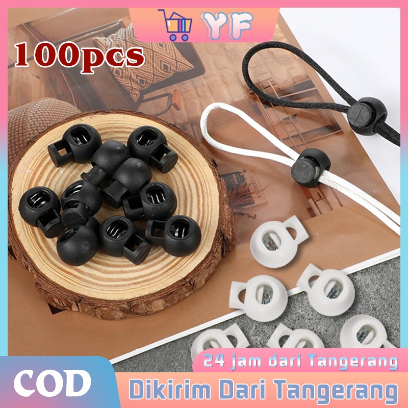 100pcs Stopper Tali Jaket Plastik Stopper Ujung Tali Stopper Bulat Stopper Tali Kur Stopper Tali