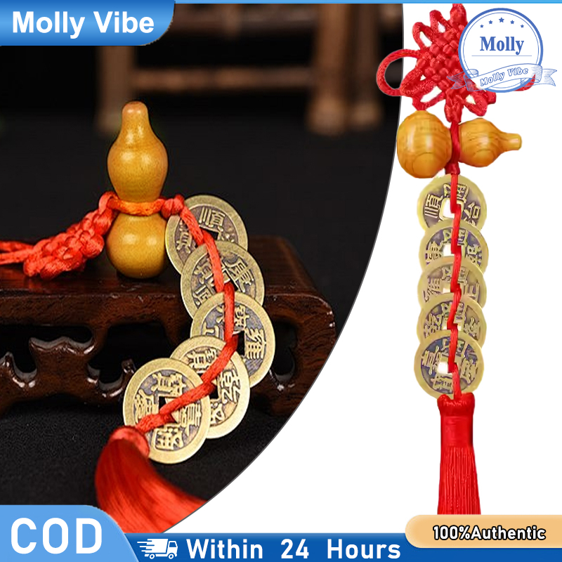 Gantungan Feng Shui Koin Lima Kaisar Koin Kuno Pengundang Kekayaan Menolak Jahat (Mobil Rumah Tas)