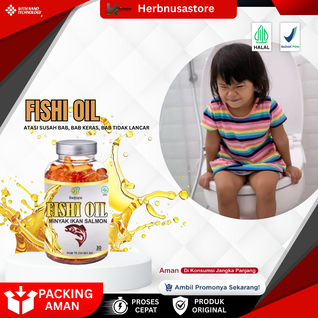 FISHI OIL Obat Pelancar BAB Anak, Susah BAB Anak, BAB Keras, BAB Tidak Lancar, Sembelit, Melancarkan