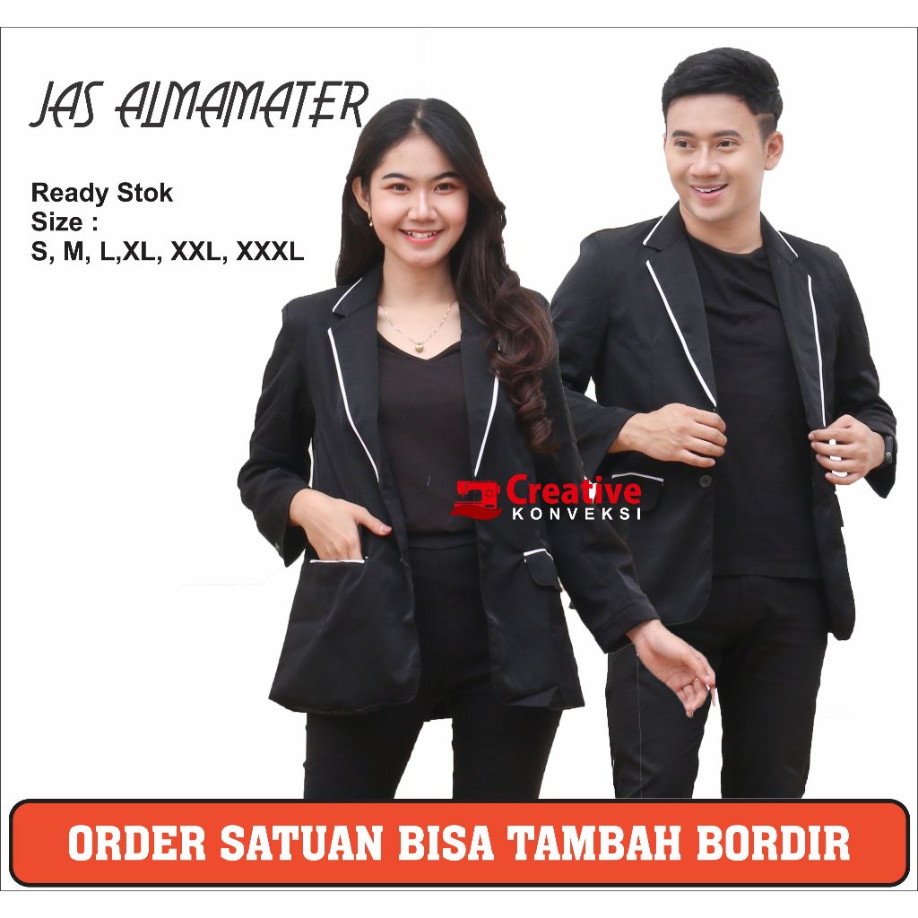 COD (BISA TAMBAH BORDIR) JAS almamater OSIS MPK seragam sekolah hitam variasi lis putih / jas korea