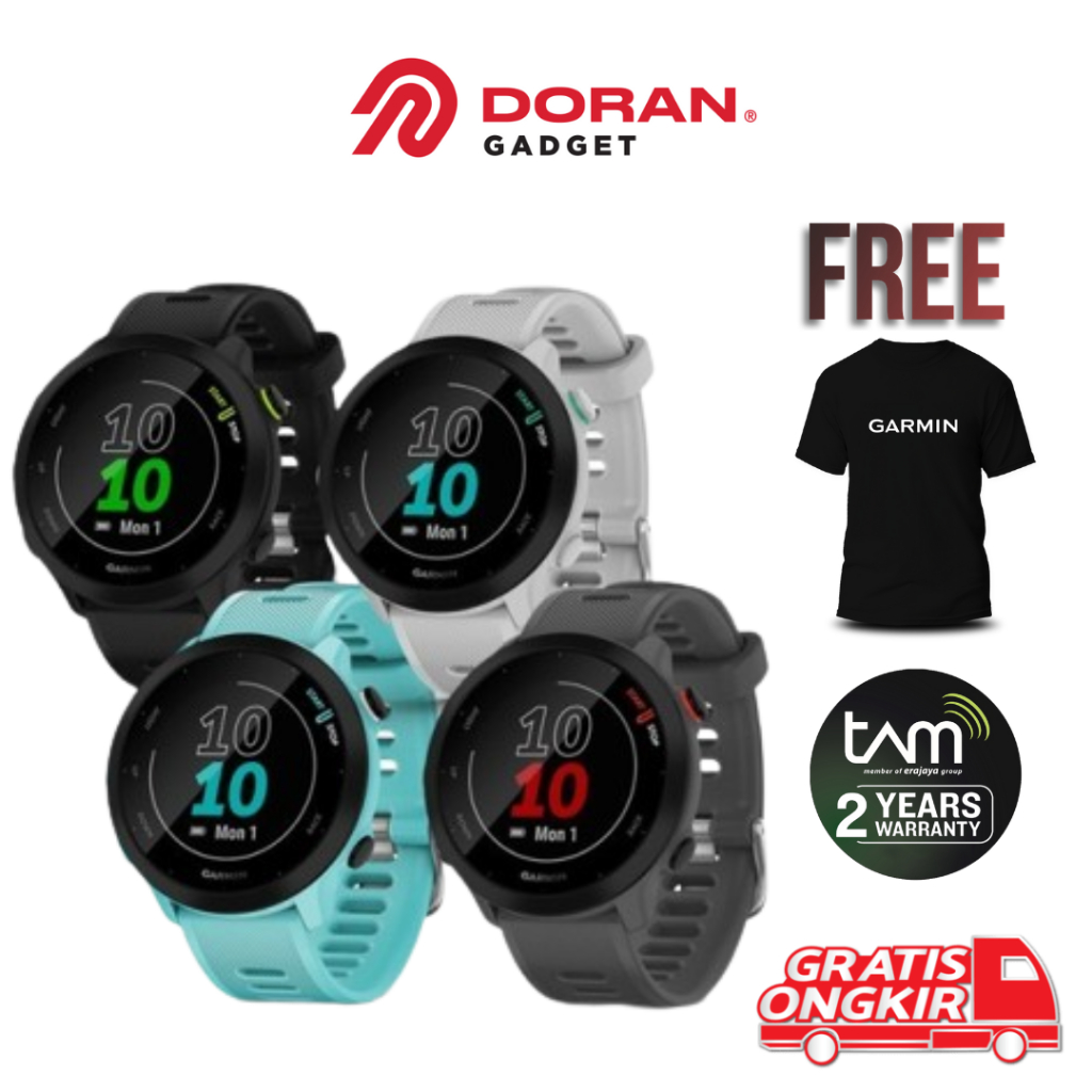 Garmin Forerunner FR 55 FR55 Black | White | Aqua | Monterra Grey - Garansi TAM 2 Tahun