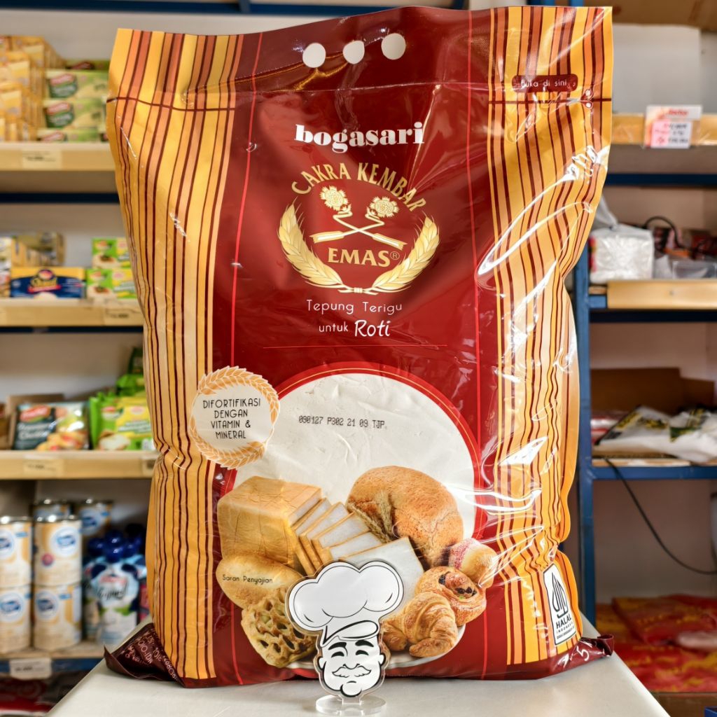 Tepung Cakra Kembar Emas Roti / Tepung Roti Cakra Kembar Emas / Tepung Cakra Emas Roti 5Kg