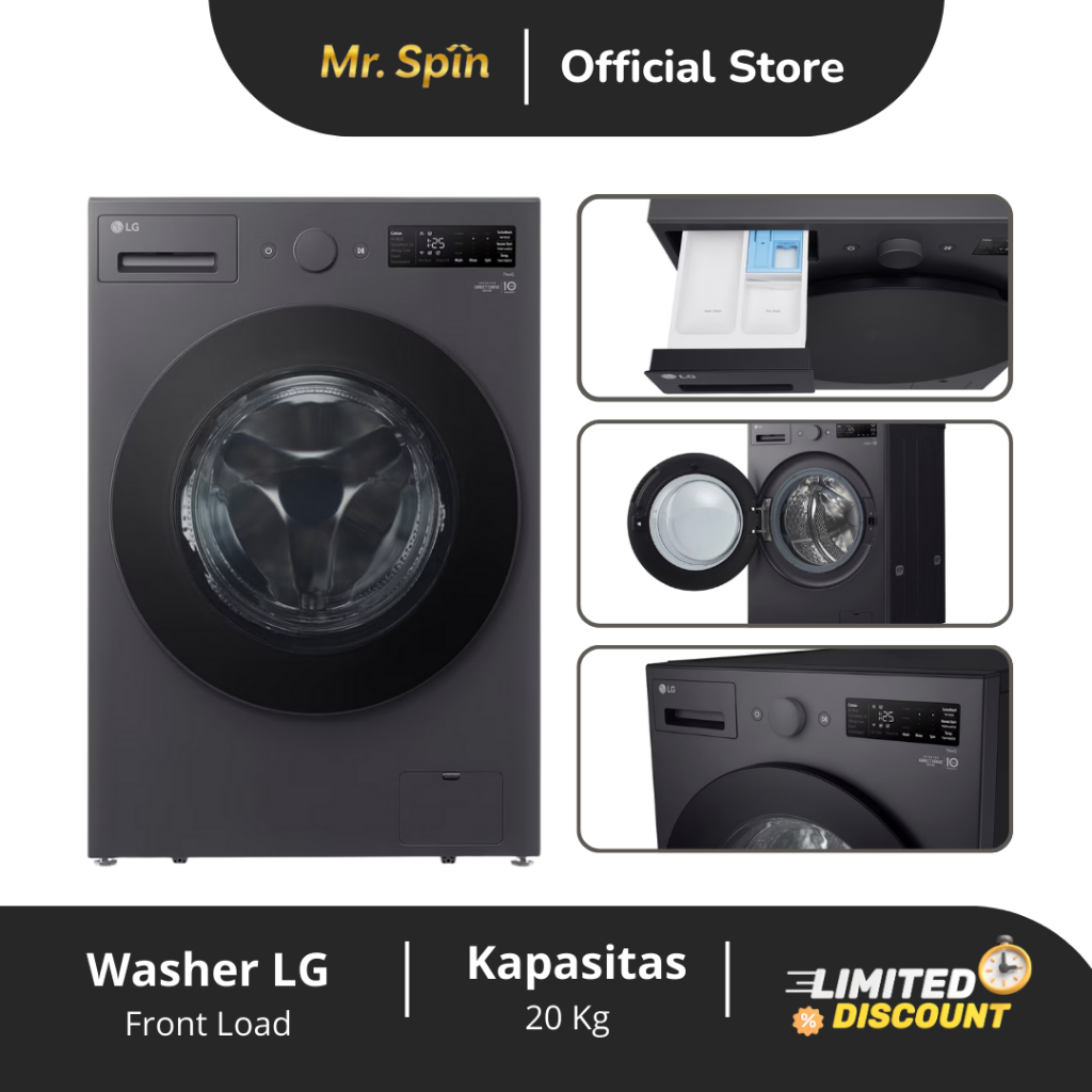 Mesin Cuci LG Front Loading 20kg - Washer LG 20kg Front loading - Model F2520SNEG1