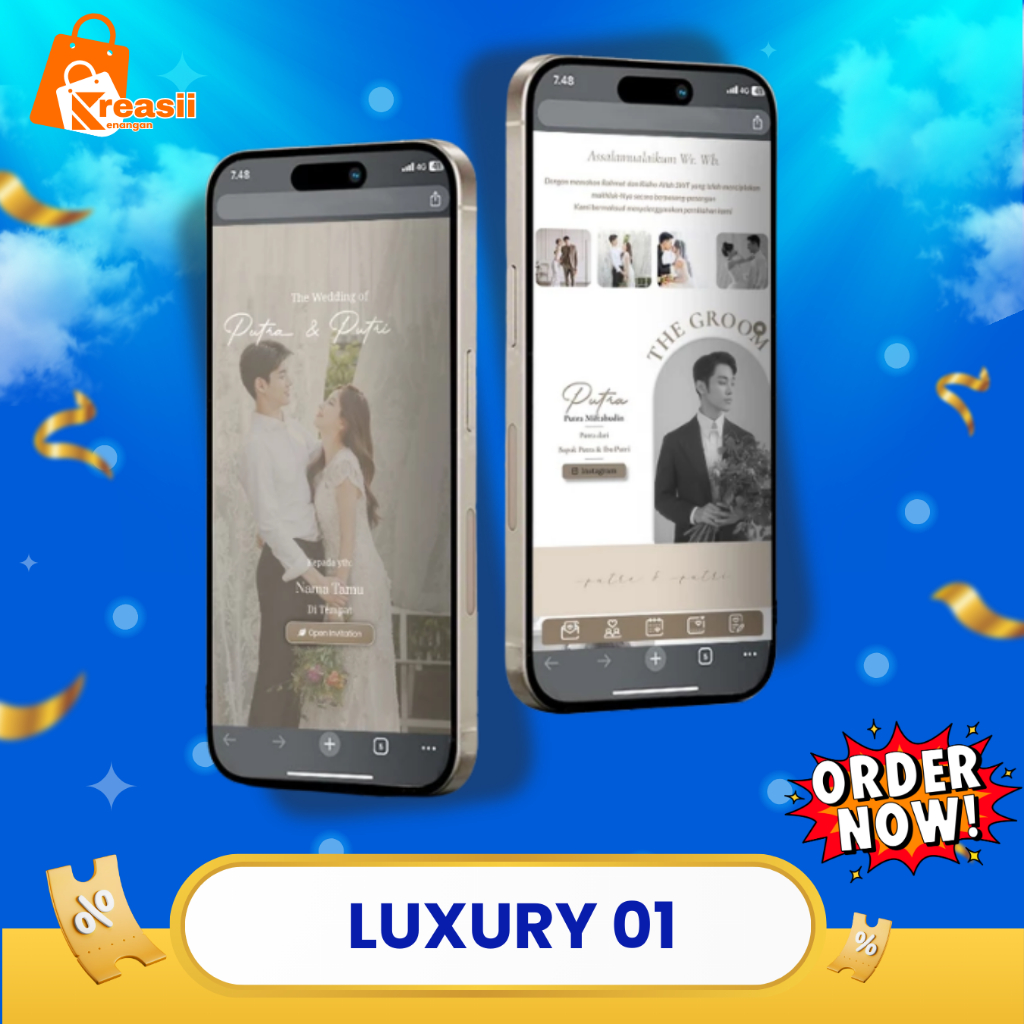 Undangan Digital Pernikahan Website Online Premium | Undangan Web Nikah Aesthetic Art Foto & Tanpa F