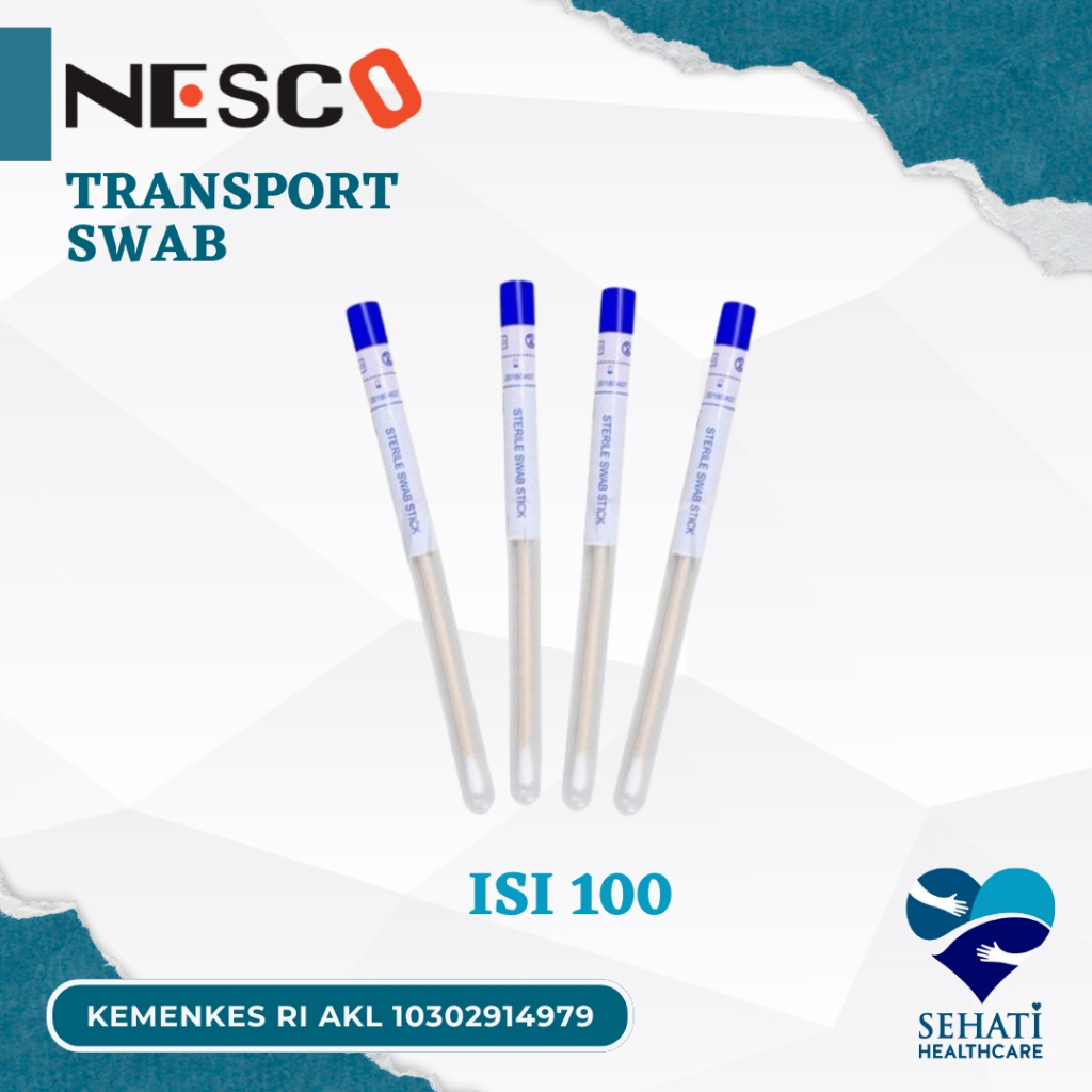 Nesco Alat Transport PCR Swab Isi 100 Kapas Lidi Steril Virus Wiper Kesehatan