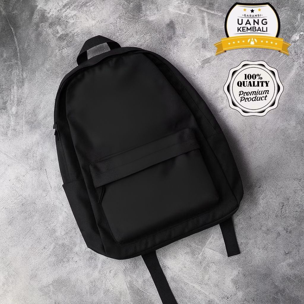 [COD] Ransel Polos Wanita Pria Tas Sekolah Warna Hitam Polos Tas Sekolah SMA SMP HokiOfficial