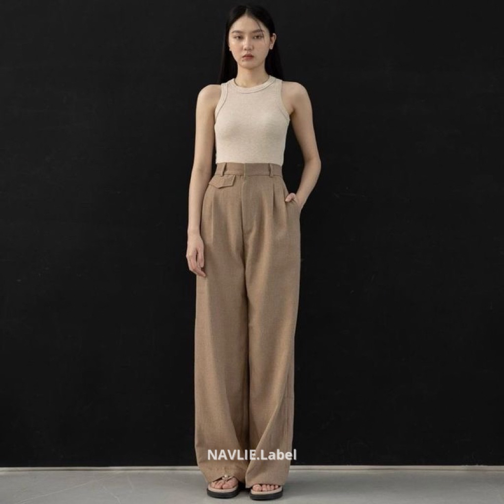 ORO PANTS SEMI WOOL - HIGHWAIST LOOSE PANTS TROUSERS SEMI WOOL PREMIUM